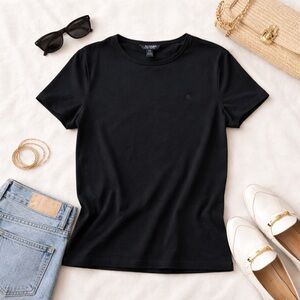 Lauren Ralph Lauren Black Minimalist Logo Tee • Classic Chic Essential